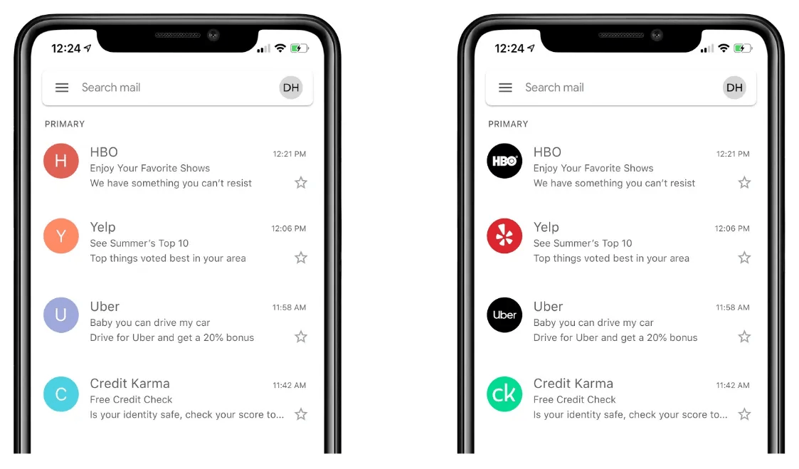 Example of what an email client can look like with BIMI (credit: Mailhardener)
